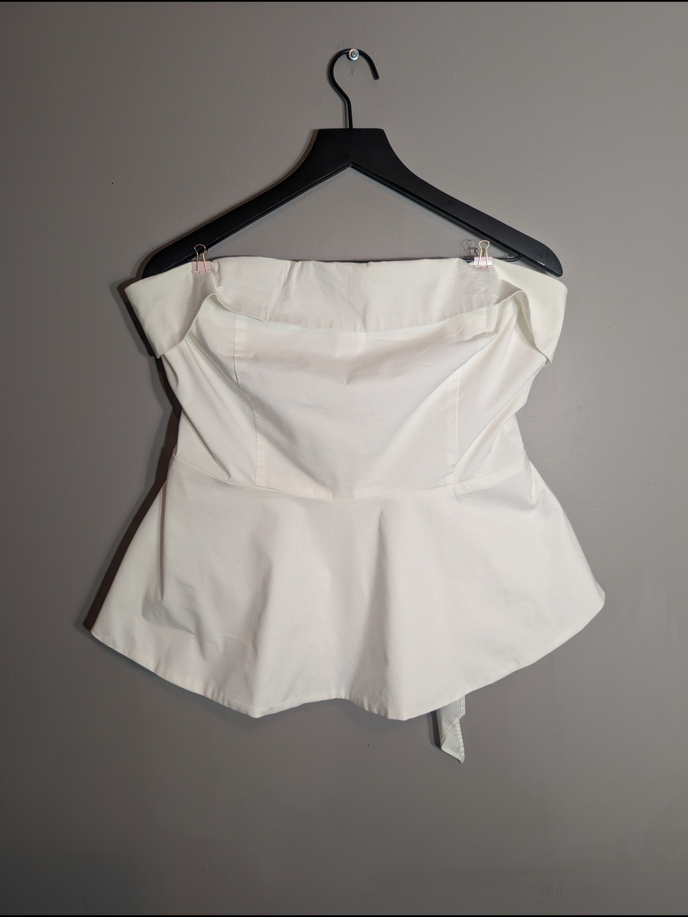 New York & Company Off-Shoulder White Peplum Top